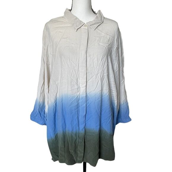 Womens Plus Size Dip-Dye Long Sleeve Button-Down Blouse Rachel Comey x Target - Picture 5 of 6